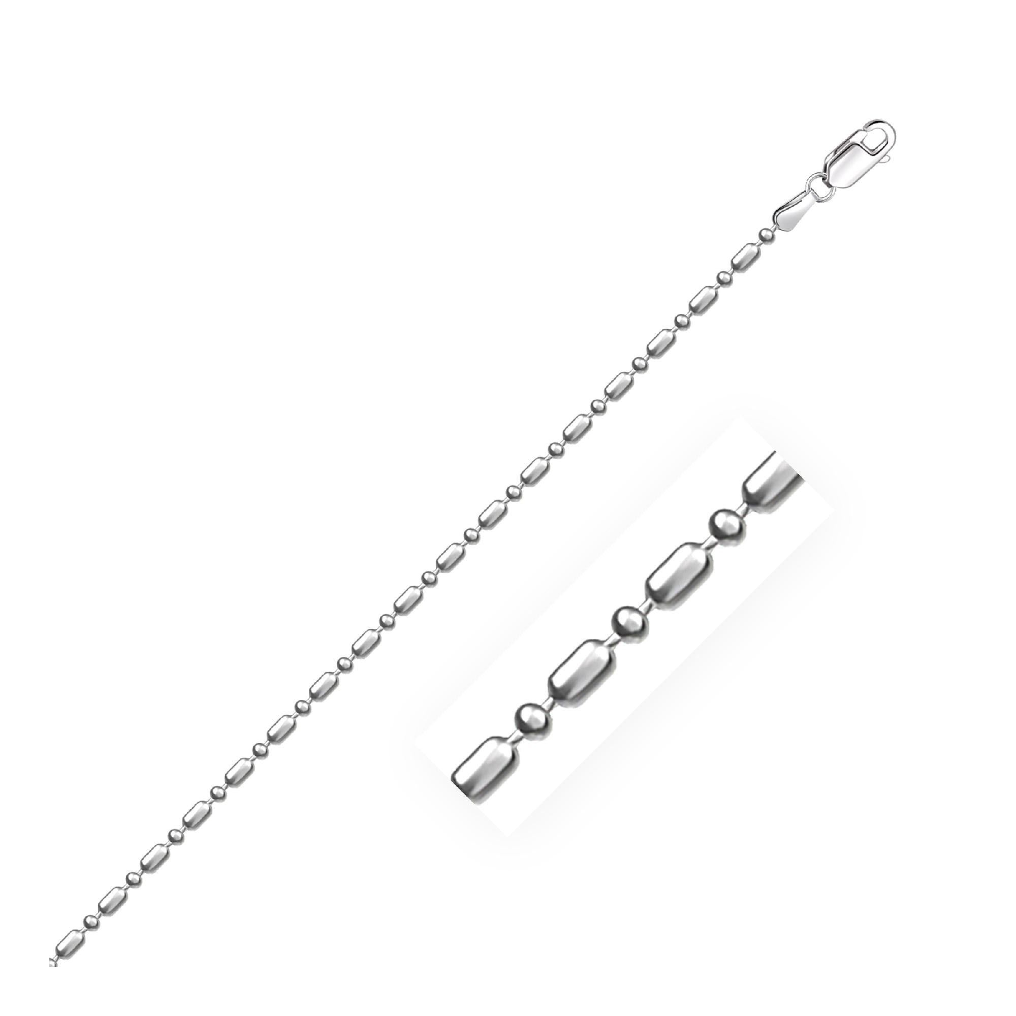 14k White Gold Diamond-Cut Alternating Bead Chain 1.5mm 20"