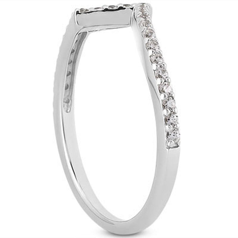 14k White Gold Fancy Zig Zag Pave Diamond Wedding Ring Band - 4 - Jewelry