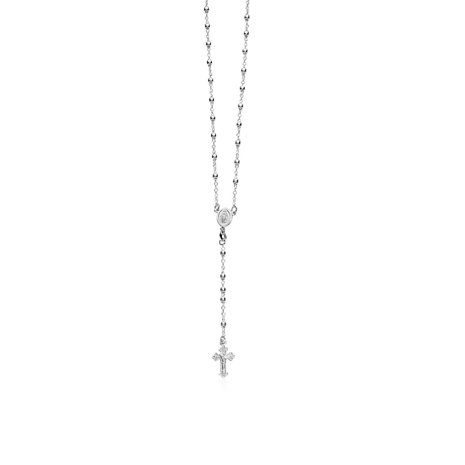 Fine Rosary Chain and Bead Necklace in Sterling Silver - 26" - Jewelry
