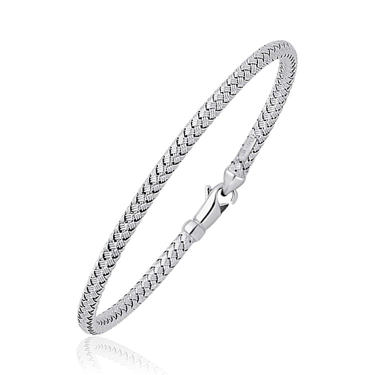 Fancy Weave Bangle in 14k White Gold (3.0mm) 7.25