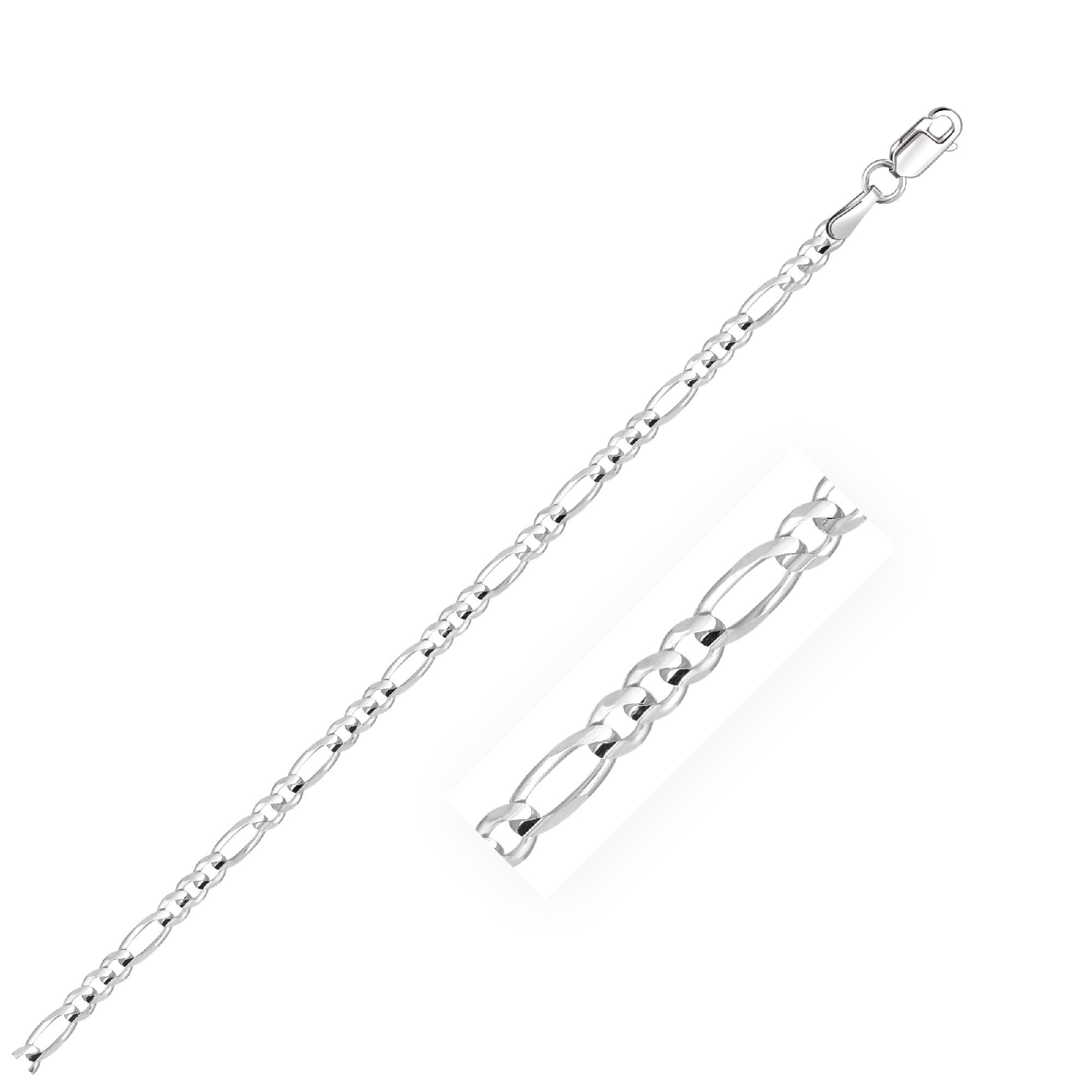 2.6mm 14k White Gold Solid Figaro Chain - 16" - Jewelry