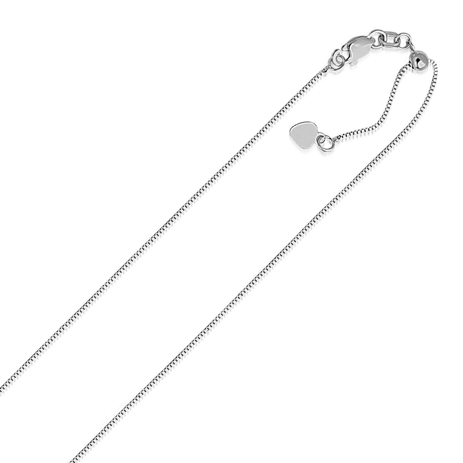 14k White Gold Adjustable Box Chain 0.7mm 22"