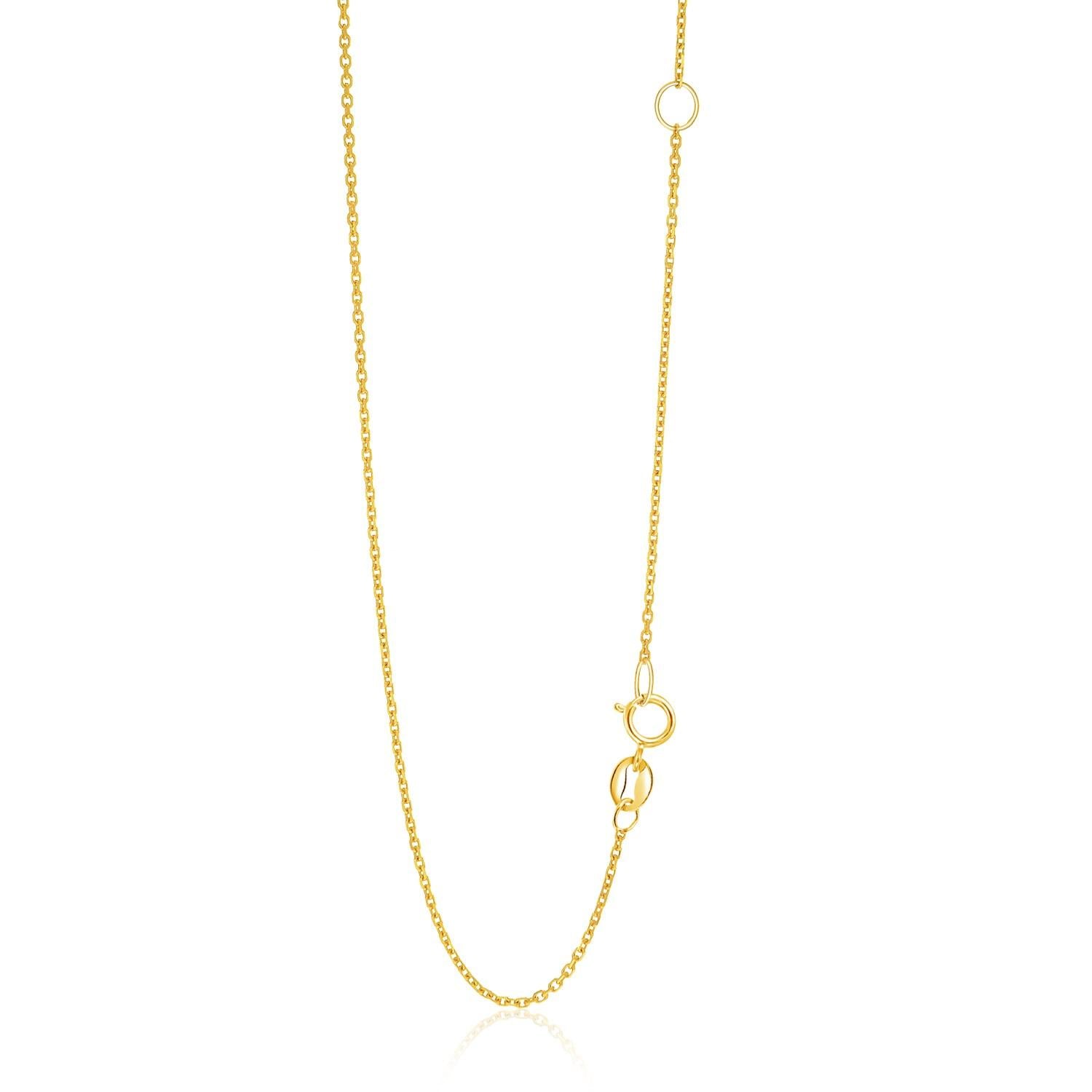 14k Yellow Gold Adjustable Cable Chain 1.1mm 18"