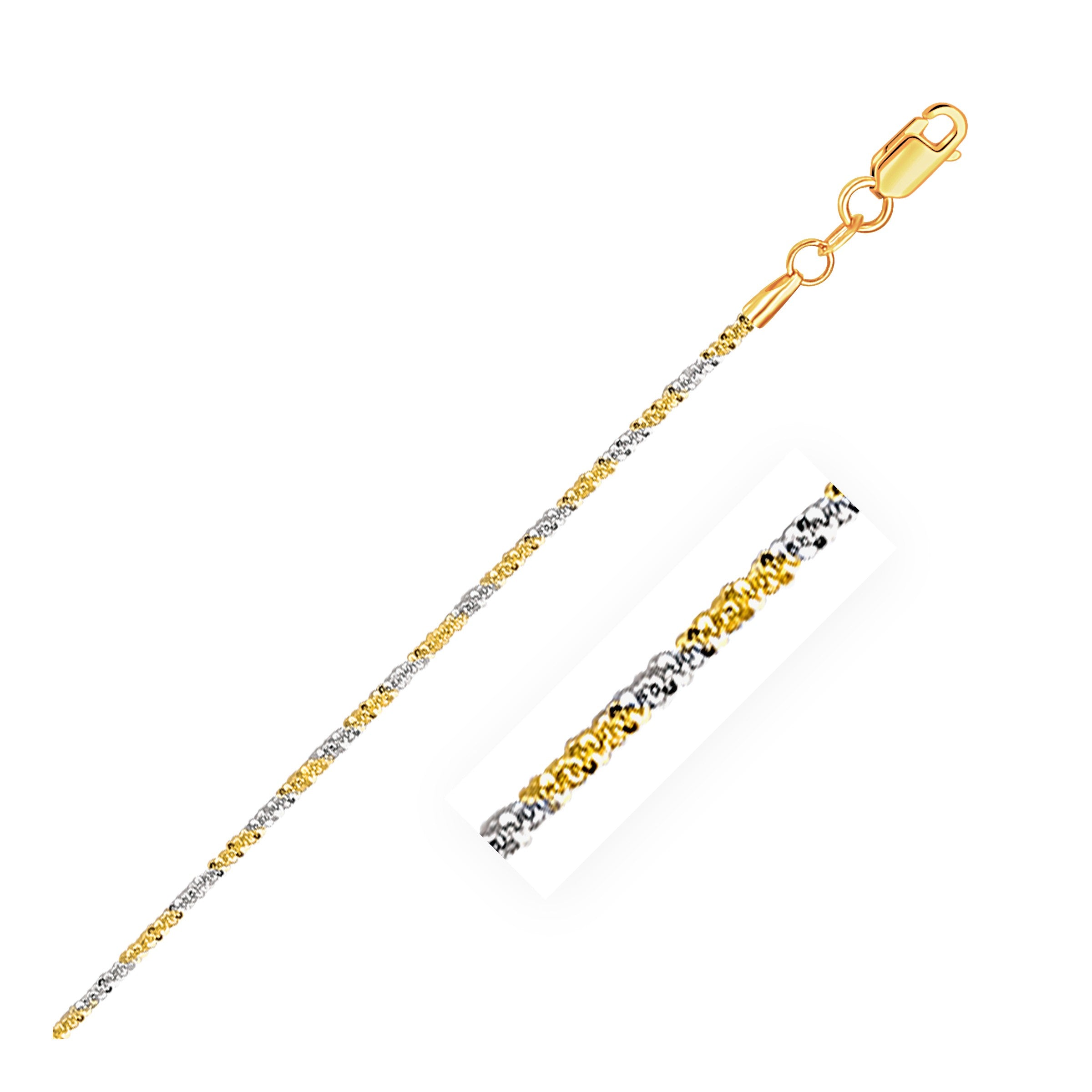 14k White and Yellow Gold Two Tone Sparkle Chain 1.5mm - 16" - Jewelry