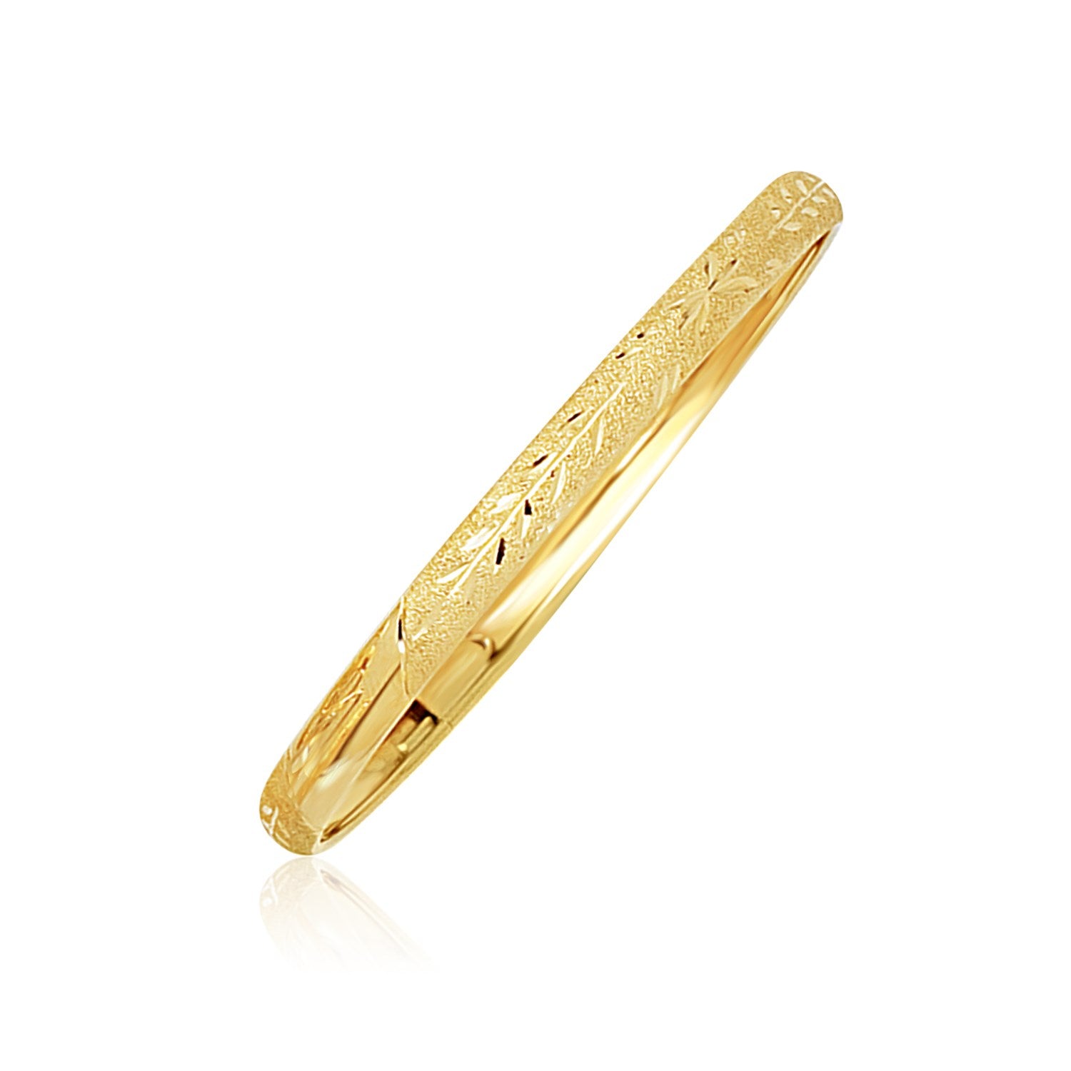 10k Yellow Gold Dome Childrens Diamond Cut Florentine Bangls - 5" - Jewelry