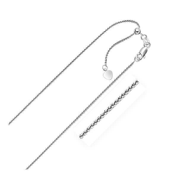 10k White Gold Adjustable Wheat Chain 1.0mm - 22" - Jewelry
