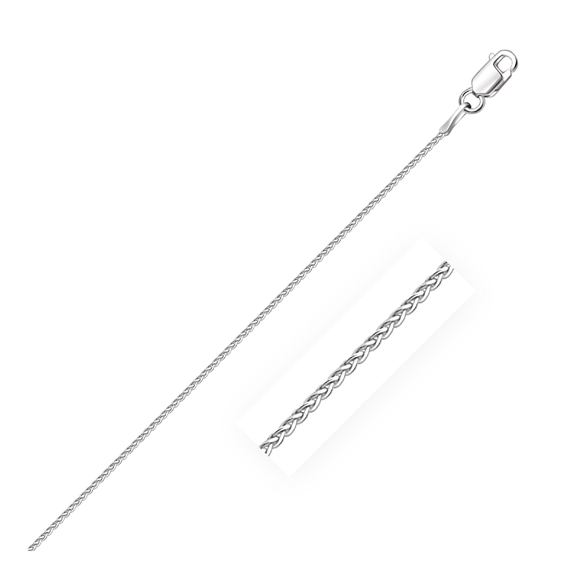 14k White Gold Diamond Cut Round Wheat Chain 1.0mm - 20" - Jewelry