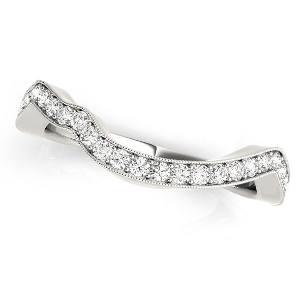 14k White Gold Milgrained Curve Style Diamond Wedding Band (1/5 cttw) - 5.5 - Jewelry