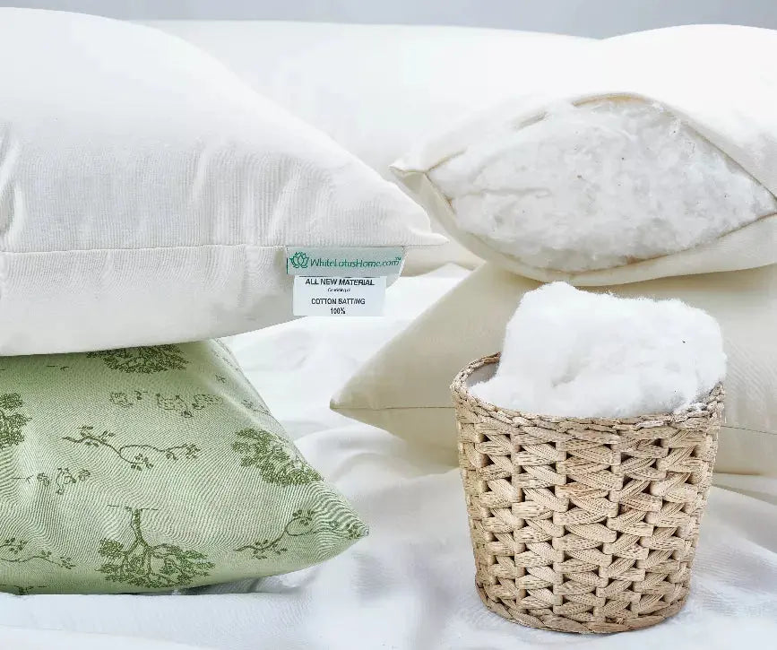 100% GOTS Organic Cotton Pillow w/zip White Lotus Home