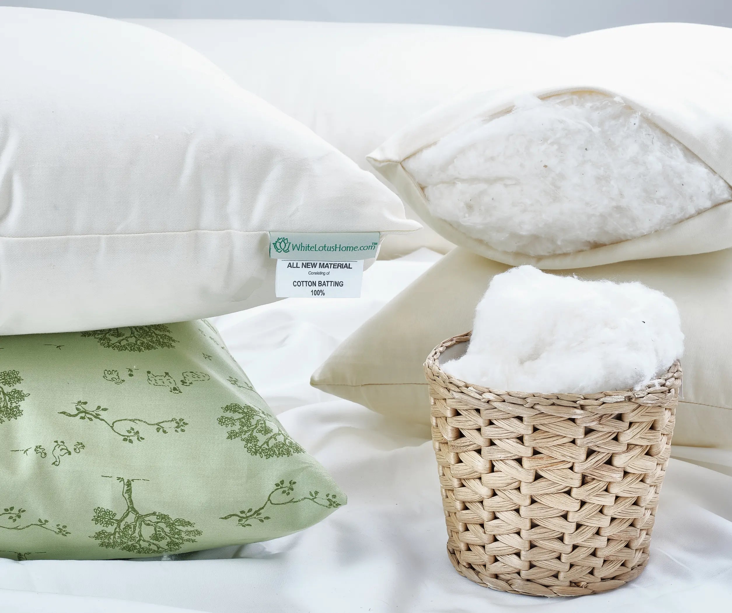 100% GOTS Organic Cotton Pillow w/zip White Lotus Home