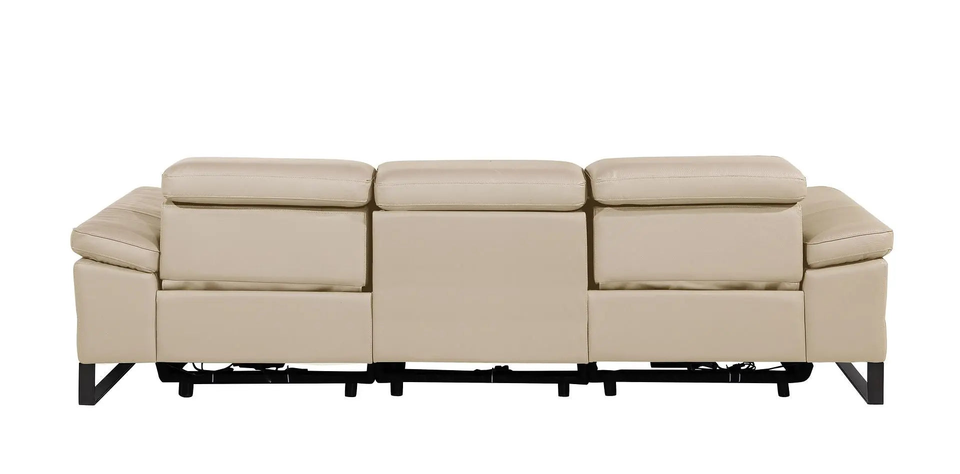 103" Beige Top Grain Leather Reclining Metal USB Sofa Homeroots Living Room