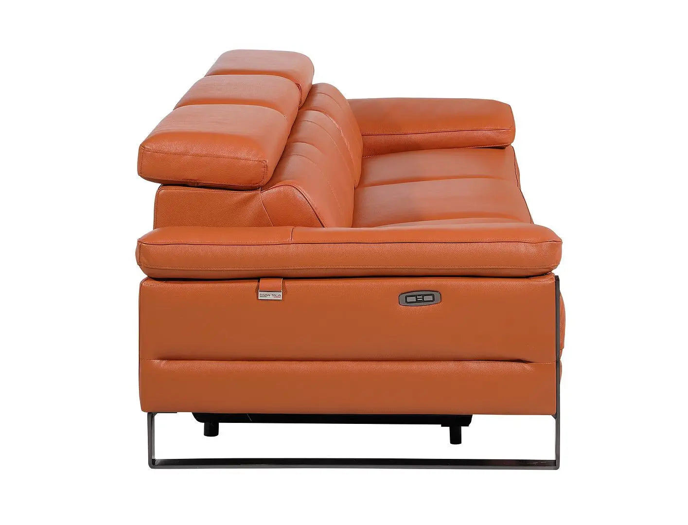 103" Camel Top Grain Leather Reclining Metal USB Sofa Homeroots Living Room