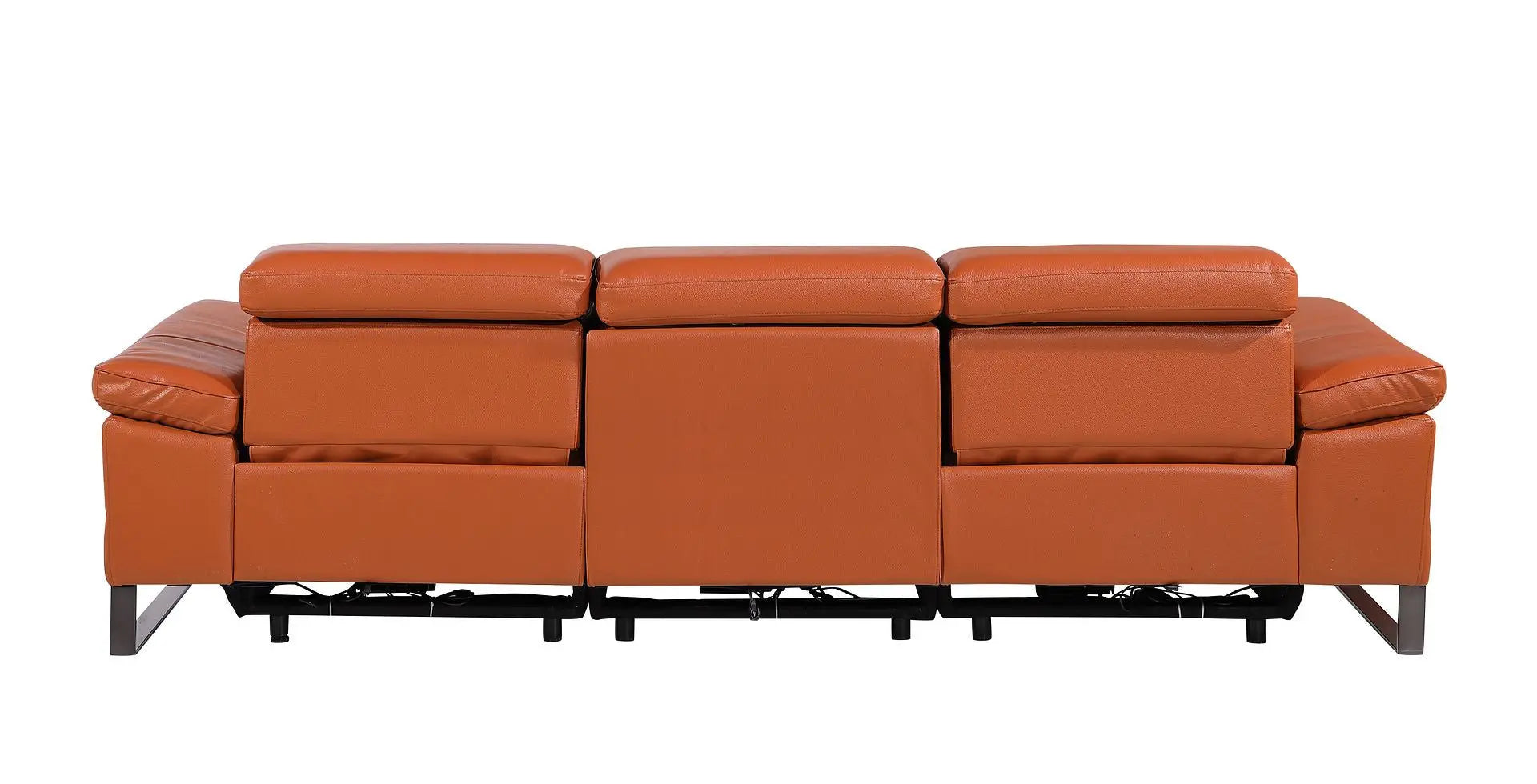 103" Camel Top Grain Leather Reclining Metal USB Sofa Homeroots Living Room