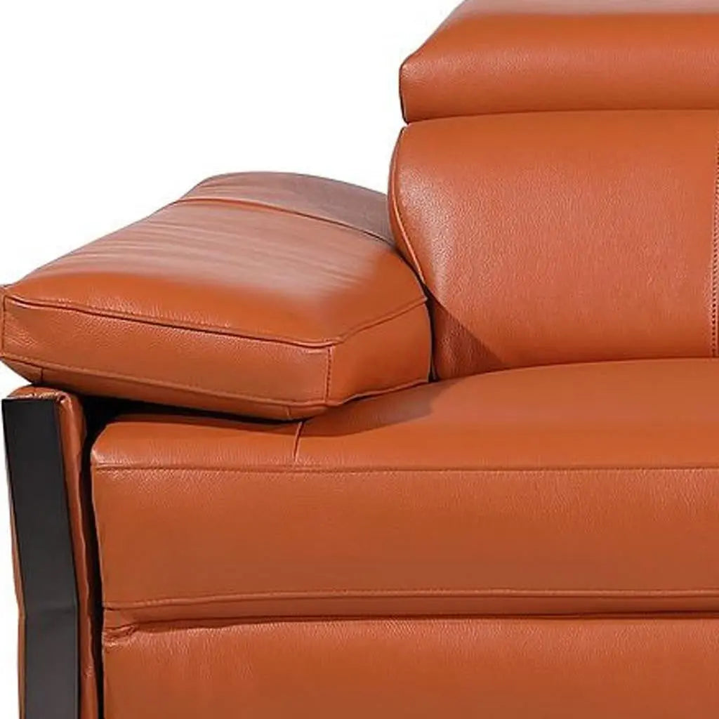 103" Camel Top Grain Leather Reclining Metal USB Sofa Homeroots Living Room