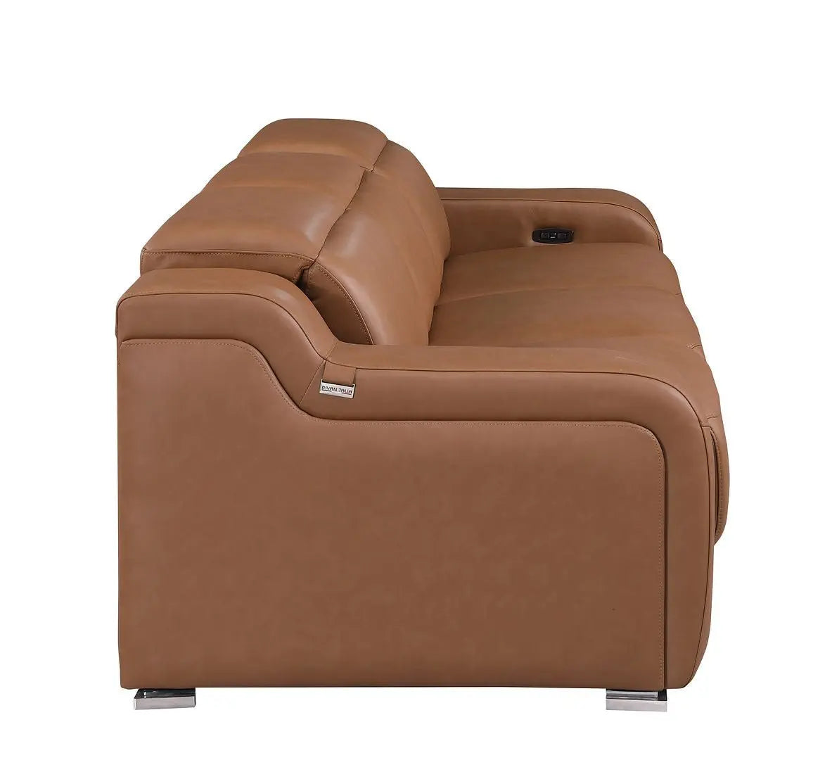 103" Chestnut Italian Leather Reclining USB Sofa Homeroots Living Room