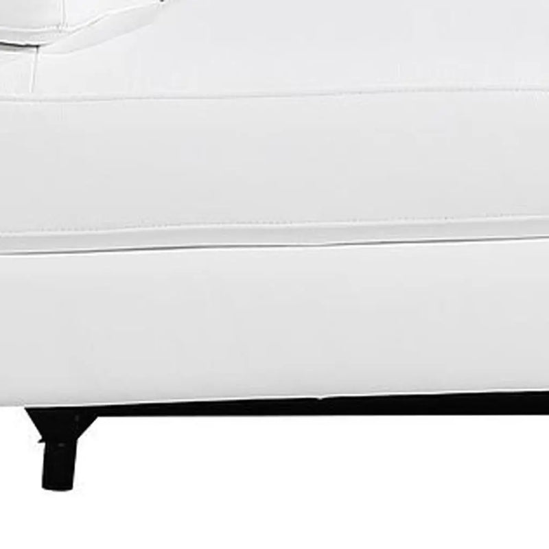 103" White Top Grain Leather Reclining Metal USB Sofa Homeroots Living Room