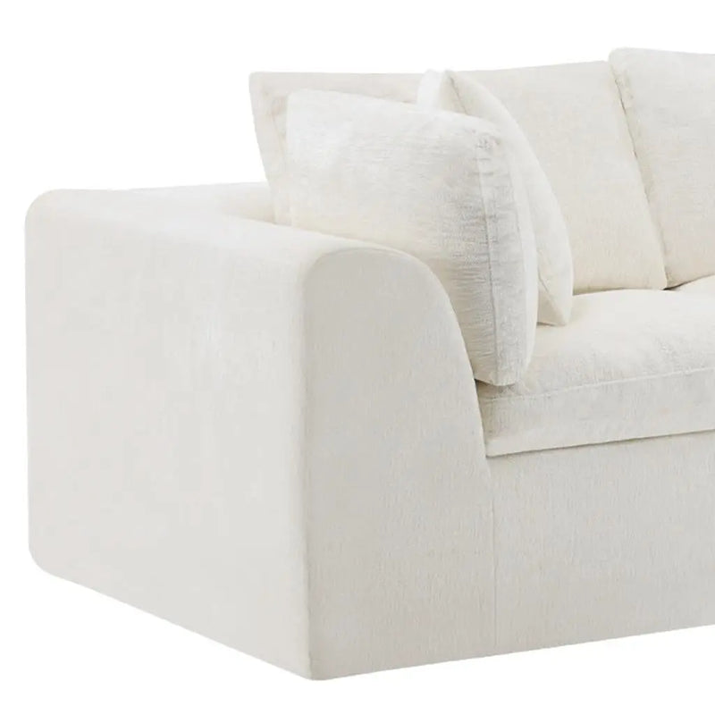 108" Beige Chenille Modular Sofa With Toss Pillows Homeroots Living Room