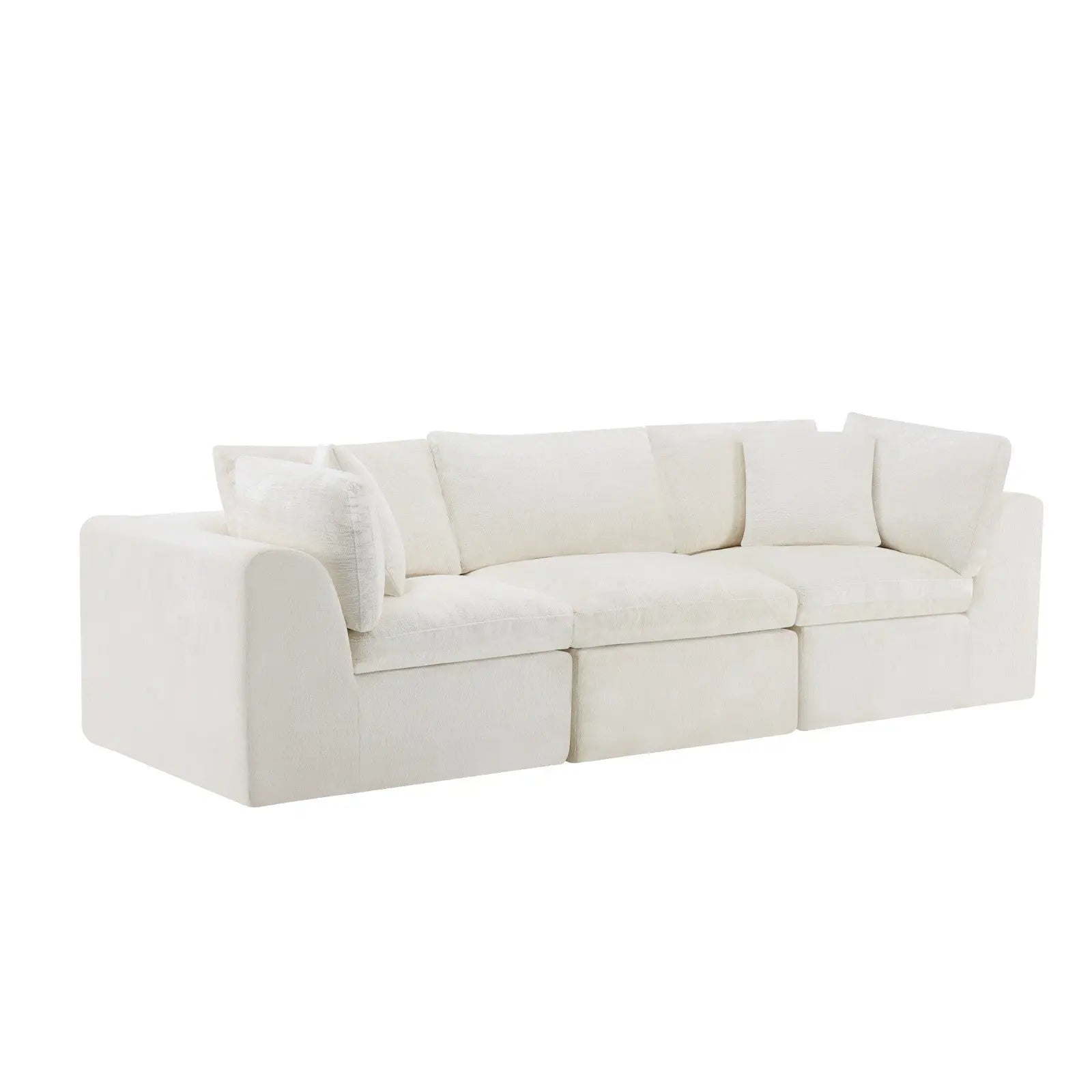 108" Beige Chenille Modular Sofa With Toss Pillows Homeroots Living Room