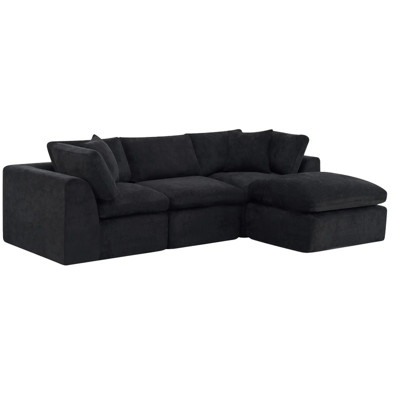 108" Black Chenille Modular Sofa With Ottoman And Toss Pillows Homeroots Living Room