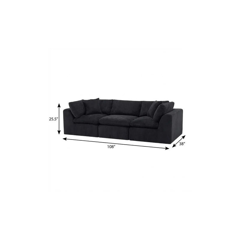 108" Black Chenille Modular Sofa With Toss Pillows Homeroots Living Room