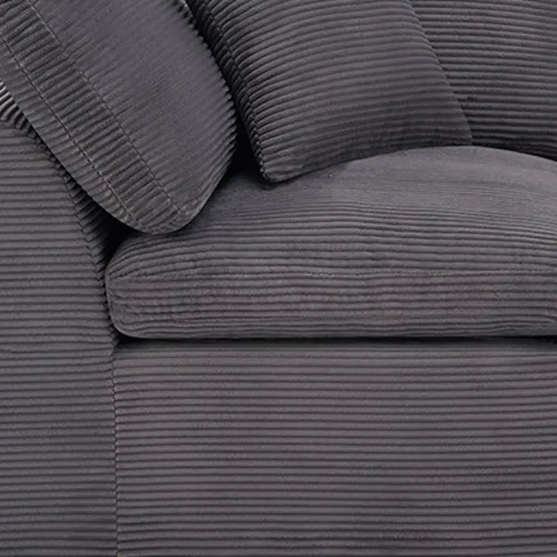 108" Dark Gray Corduroy Modular Sofa With Toss Pillows Homeroots Living Room