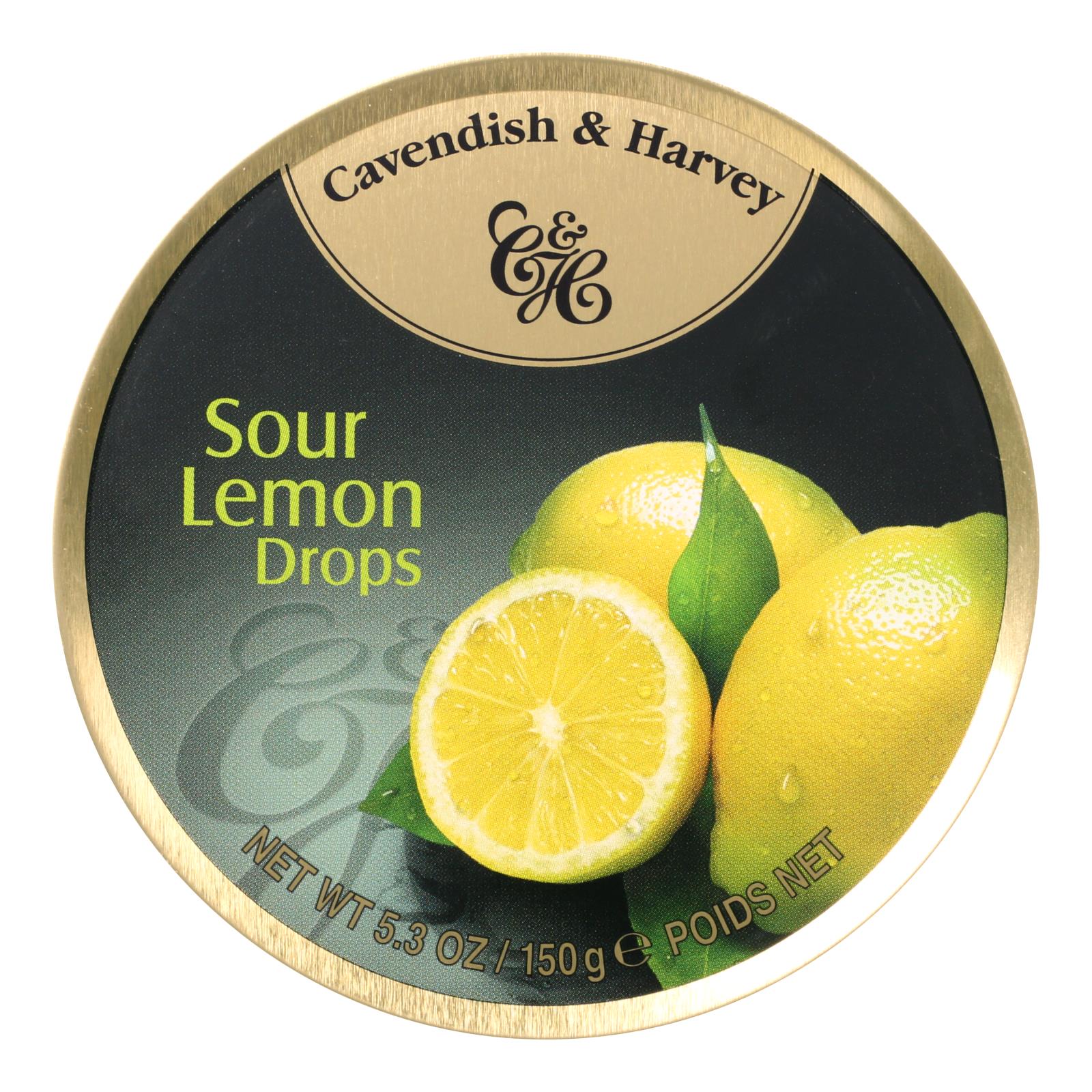 Cavendish And Harvey Fruit Drops Tin - Sour Lemon - 5.3 Oz - Case Of 12 - GreatEagleInc