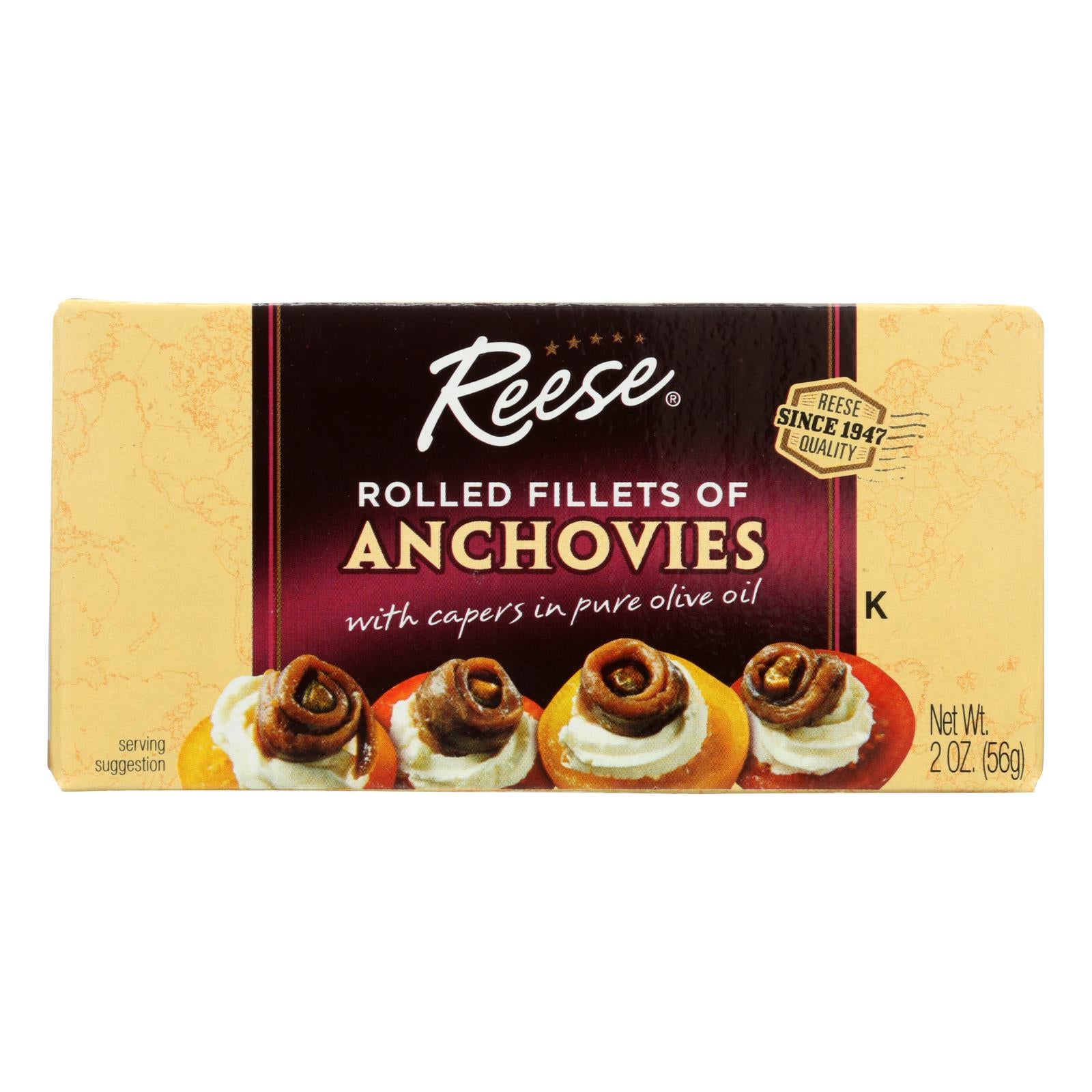 Reese Anchovies - Rolled - Case Of 10 - 2 Oz - GreatEagleInc