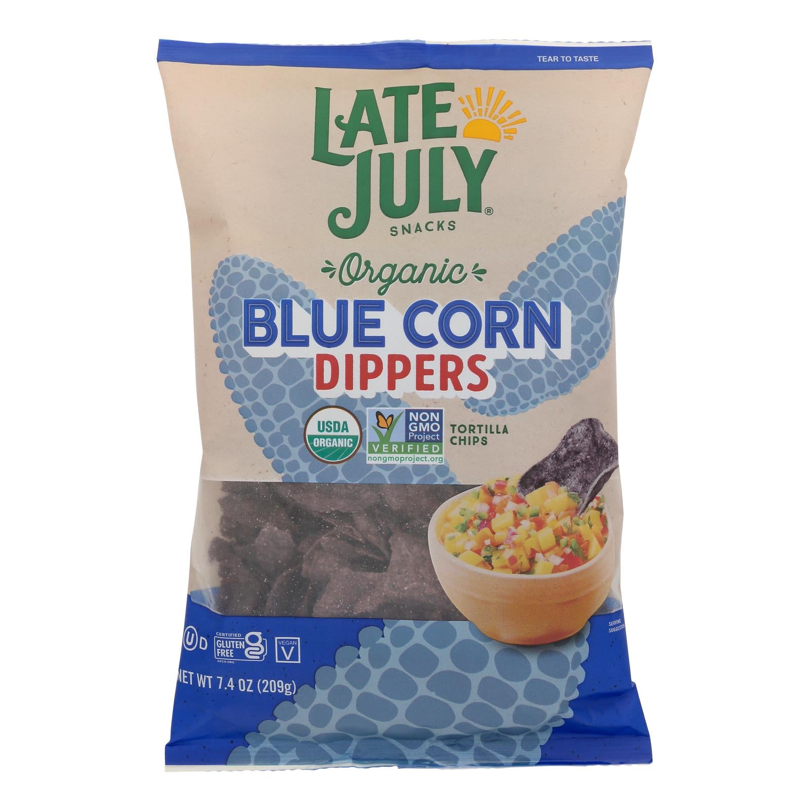 Late July Snacks - Tortchp Dppr Blu Corn - Case Of 9-7.4 Oz - GreatEagleInc