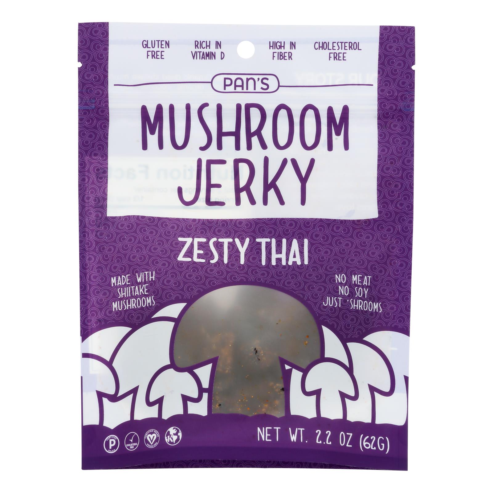Pan's - Mushroom Jerky Zesty Thai - Case Of 6-2.2 Oz - GreatEagleInc
