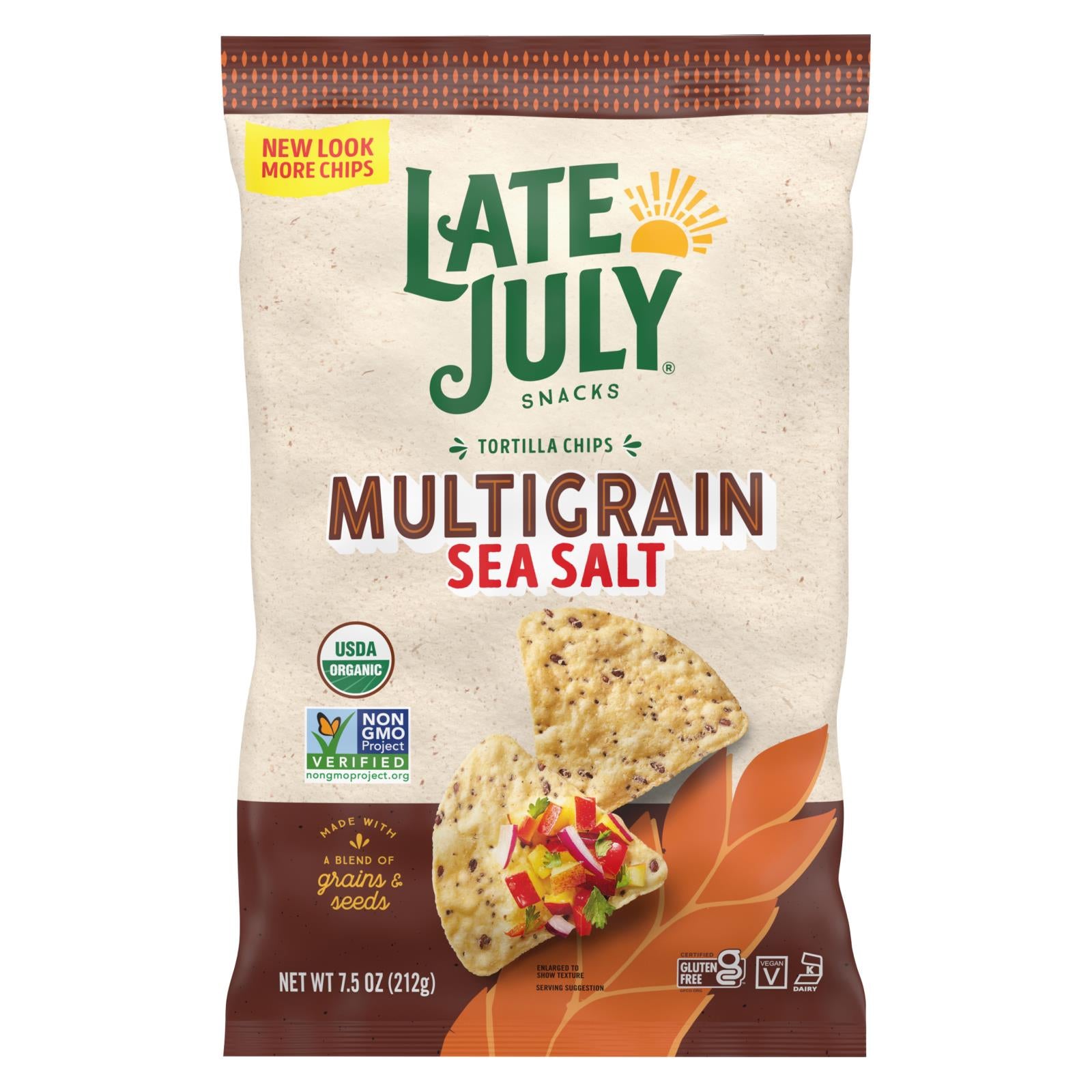 Late July Snacks - Tort Chips Multigrn Sea Salt Gluten Free - Case Of 12-7.5 Oz - GreatEagleInc