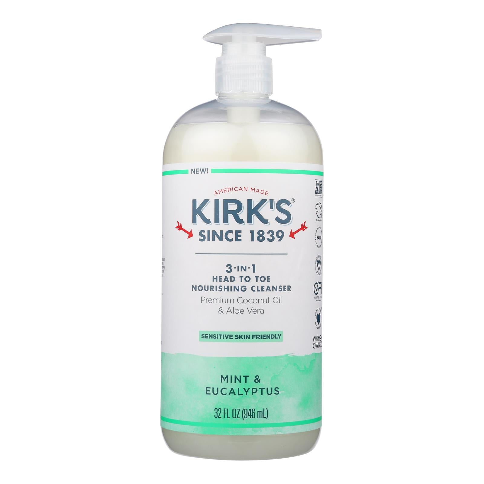 Kirk's Natural - 3-in-1 Cleanser Euclypt Mint - 1 Each-32 Fz - GreatEagleInc