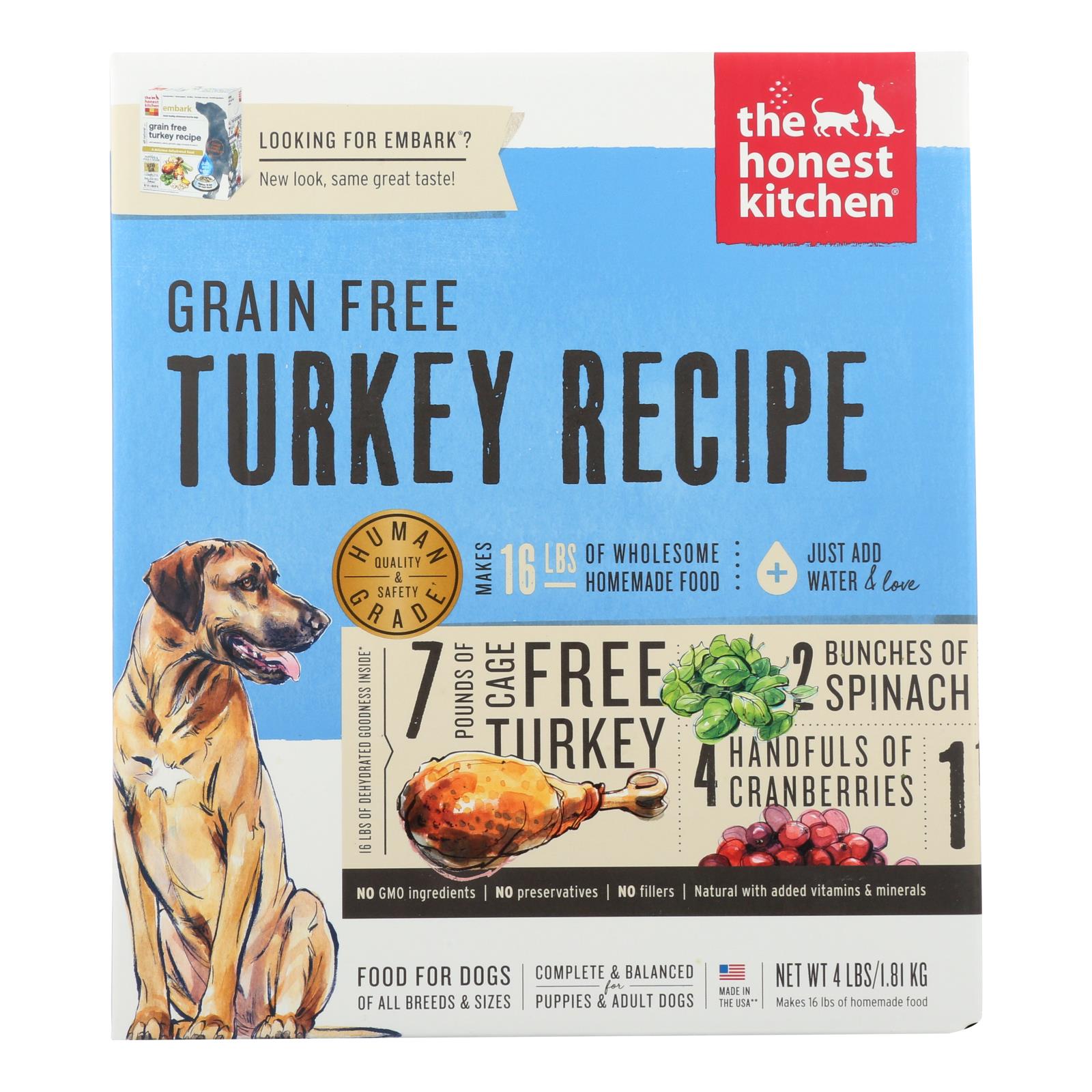 The Honest Kitchen Embark - Grain Free Turkey Dog Food - 4 Lb. - GreatEagleInc
