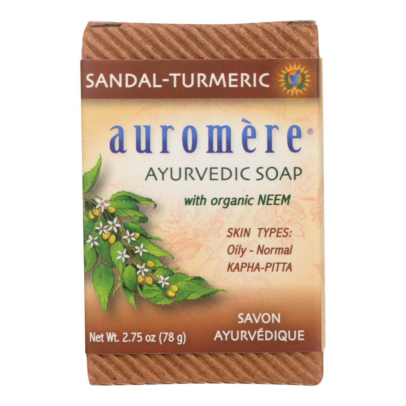 Auromere Ayurvedic Bar Soap Sandalwood-turmeric - 2.75 Oz - GreatEagleInc