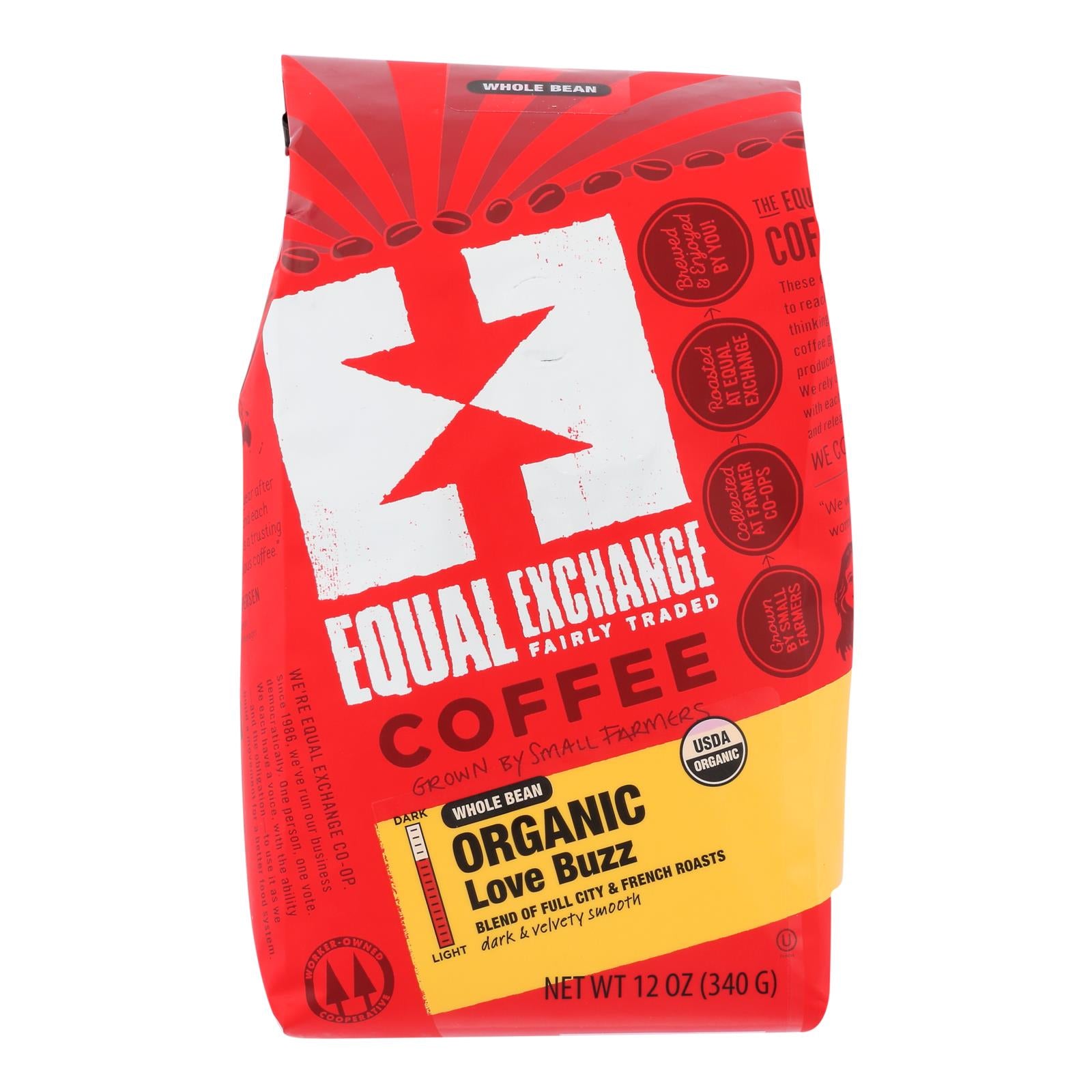 Equal Exchange - Coffee Organic Whole Bean Love Buzz - Case Of 6 - 12 Oz - GreatEagleInc