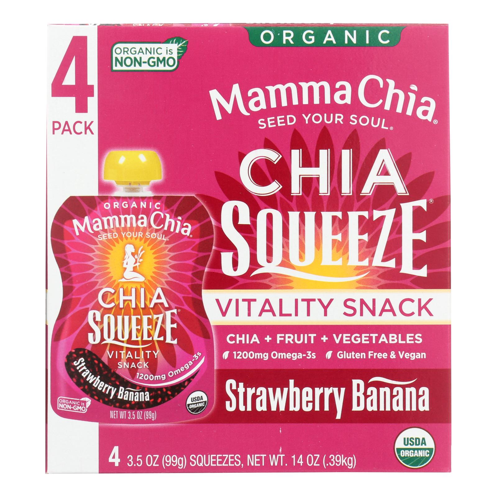 Mamma Chia Organic Squeeze Vitality Snack - Strawberry Banana - Case Of 6 - 3.5 Oz. - Eco-Friendly Home & Grocery