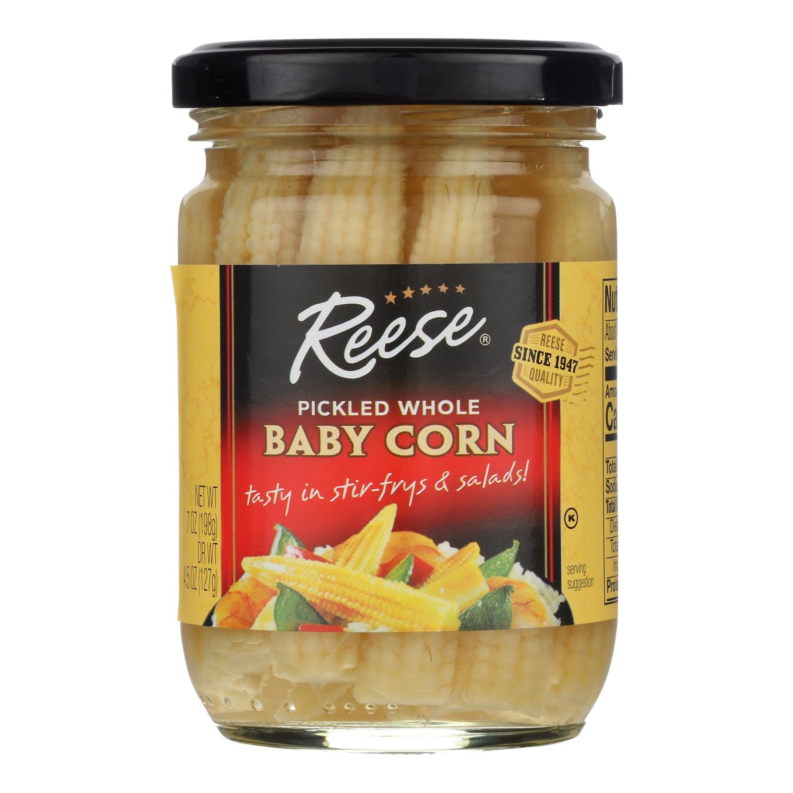 Reese Pickled Whole Baby Corn  - Case Of 12 - 7 Oz - GreatEagleInc
