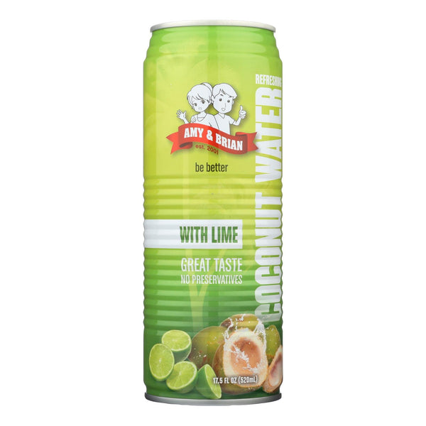Amy And Brian - Coconut Water With Lime - Case Of 12 - 17.5 Fl Oz - GreatEagleInc