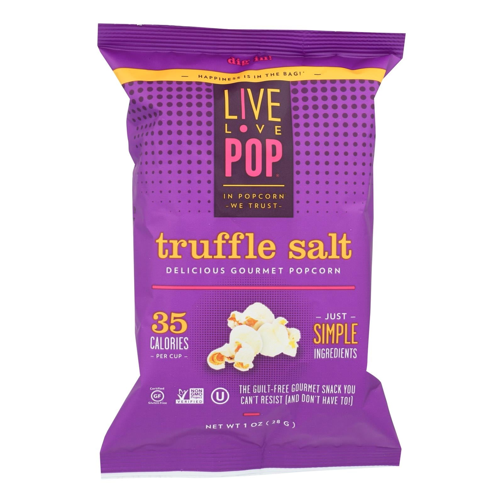 Live Love Pop Truffle Salt Delicious Gourmet Popcorn - Case Of 24 - 1.0 Oz - GreatEagleInc