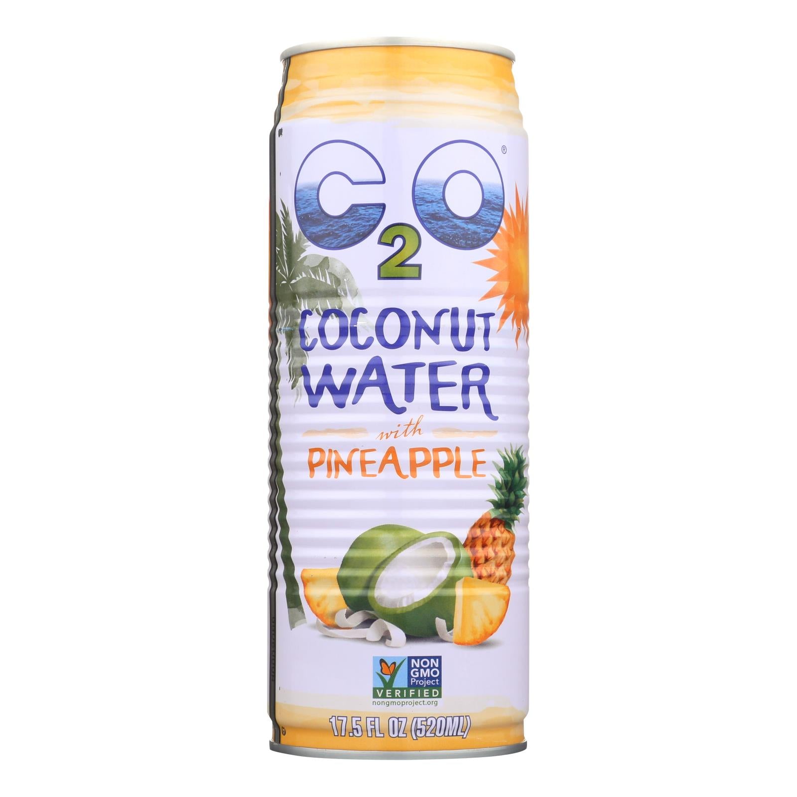 C2o Coconut Water With Pineapple Juice And Coconut Pulp  - Case Of 12 - 17.5 Fz - GreatEagleInc