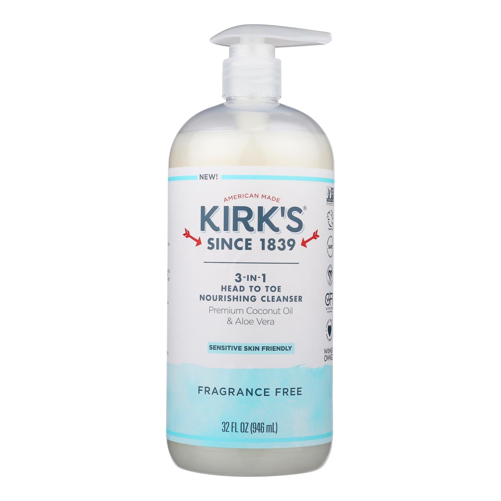Kirk's Natural - 3-in-1 Cleanser Frag Free - 1 Each-32 Fz - GreatEagleInc