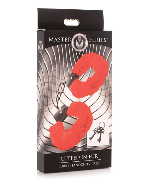 Master Series Cuffed In Fur Furry Handcuffs Red