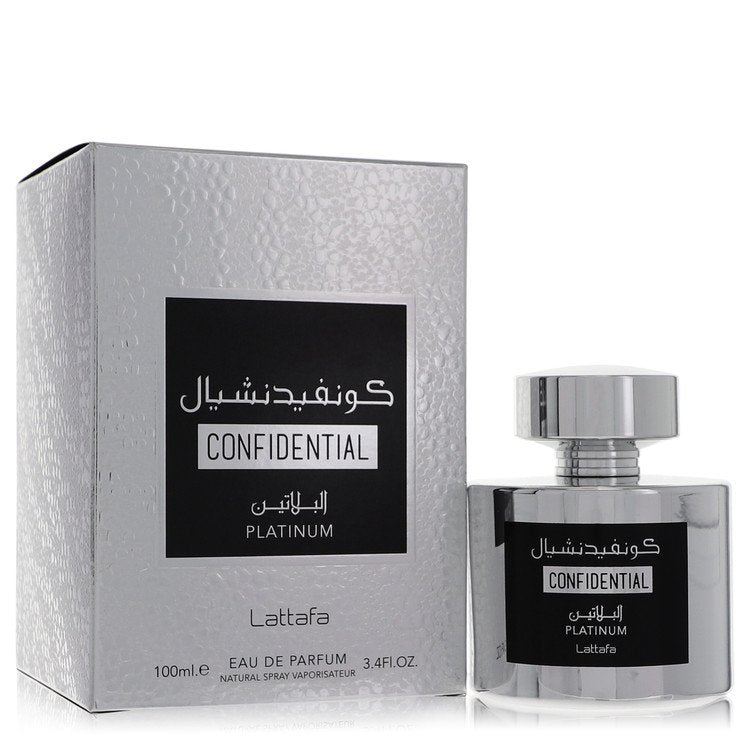 Lattafa Confidential Platinum by Lattafa Eau De Parfum Spray (Unisex) 3.4 oz for Men Regular