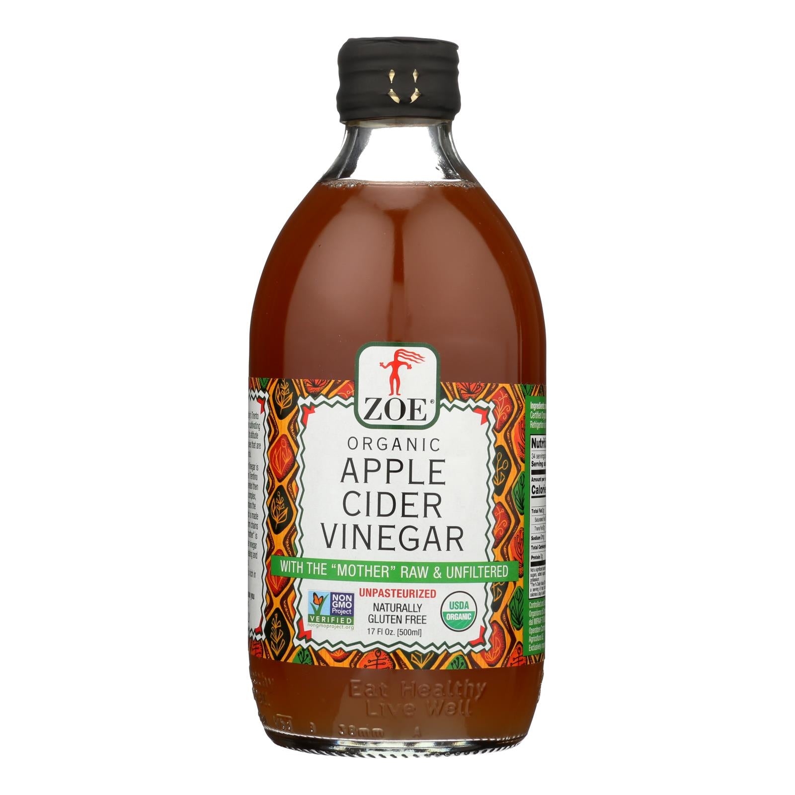 Zoe - Apple Cider Vinegar - Case Of 6 - 17 Fl Oz. - Eco-Friendly Home & Grocery