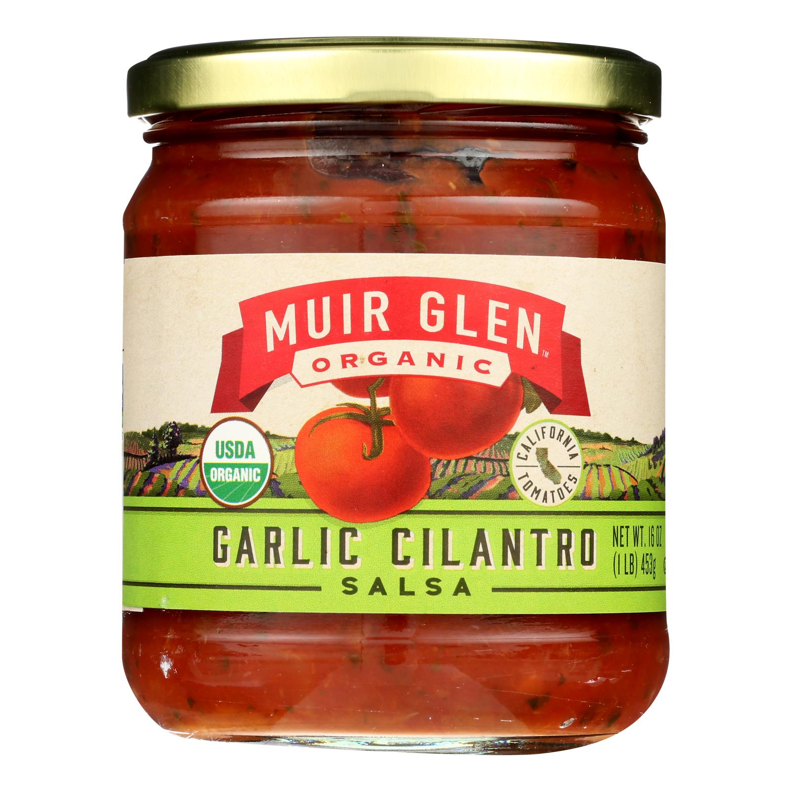 Muir Glen Medium Garlic Cilantro Salsa - Tomato - Case Of 12 - 16 Oz. - GreatEagleInc