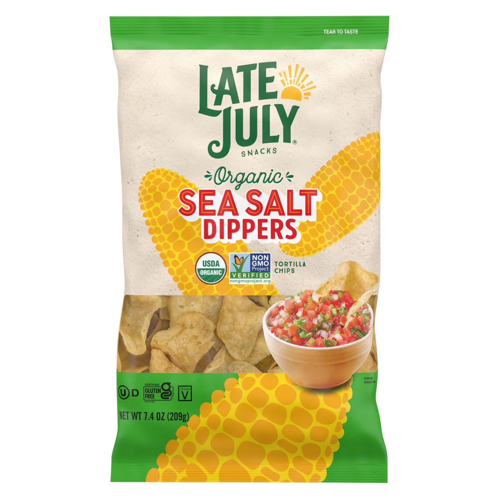 Late July Snacks - Tortilla Chips Dipper Sea Salt - Case Of 9 - 7.4 Oz - GreatEagleInc
