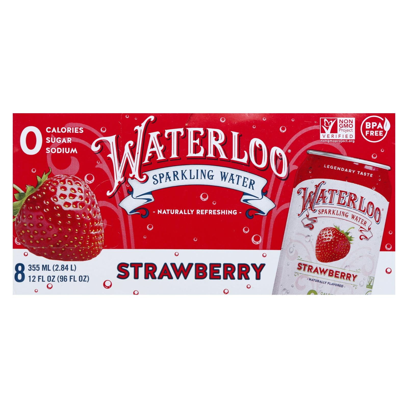 Waterloo - Water Spk Strawberry - Case Of 3 - 8/12 Oz - GreatEagleInc