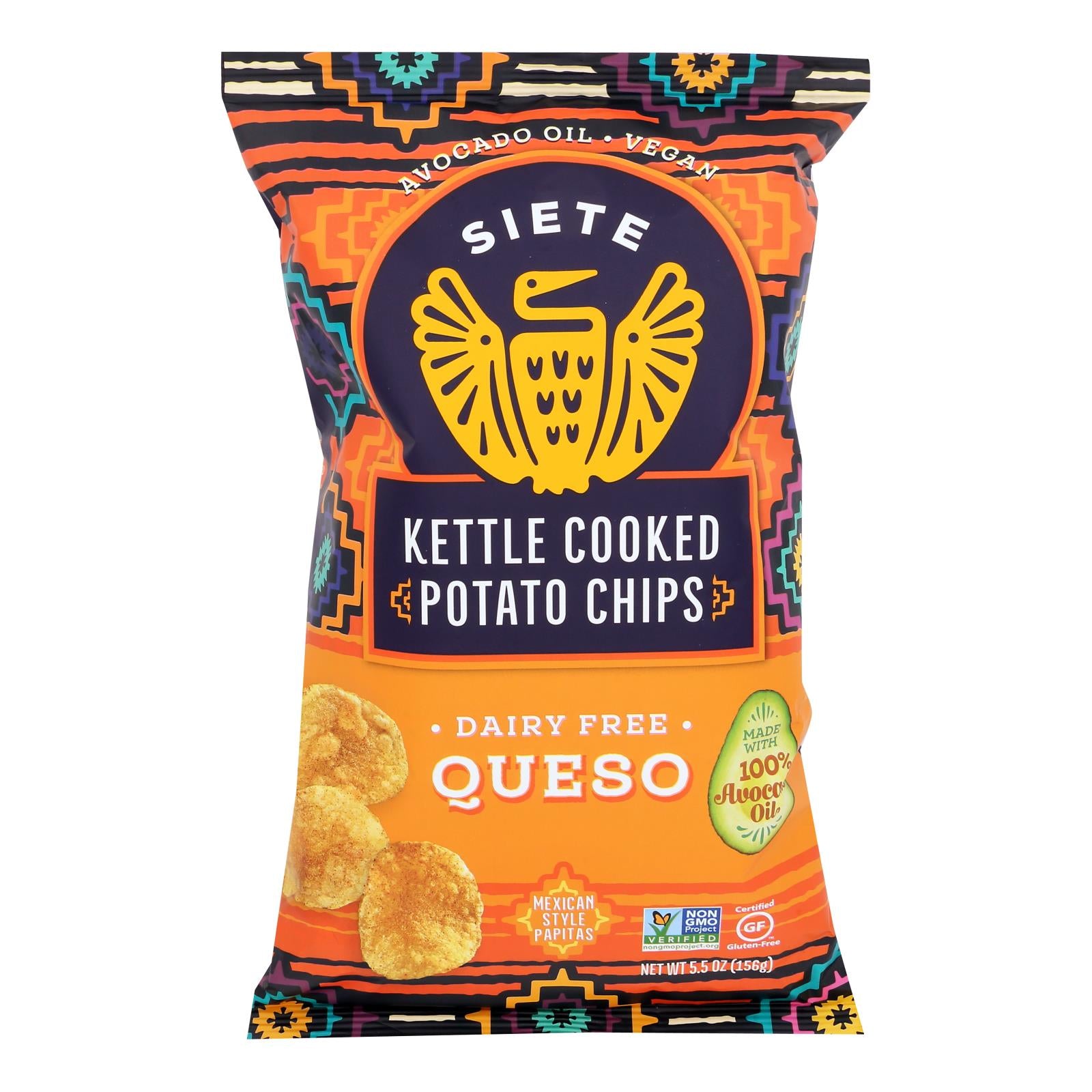 Siete - Kettle Chip Queso - Case Of 6-5.5 Oz - GreatEagleInc