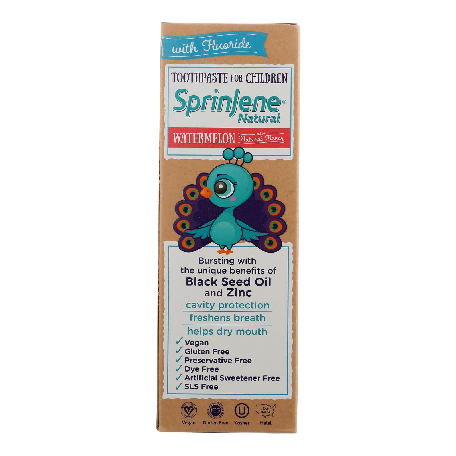 Sprinjene Natural Toothpaste - Kids - Watermelon - Fl - 3.5 Oz - GreatEagleInc