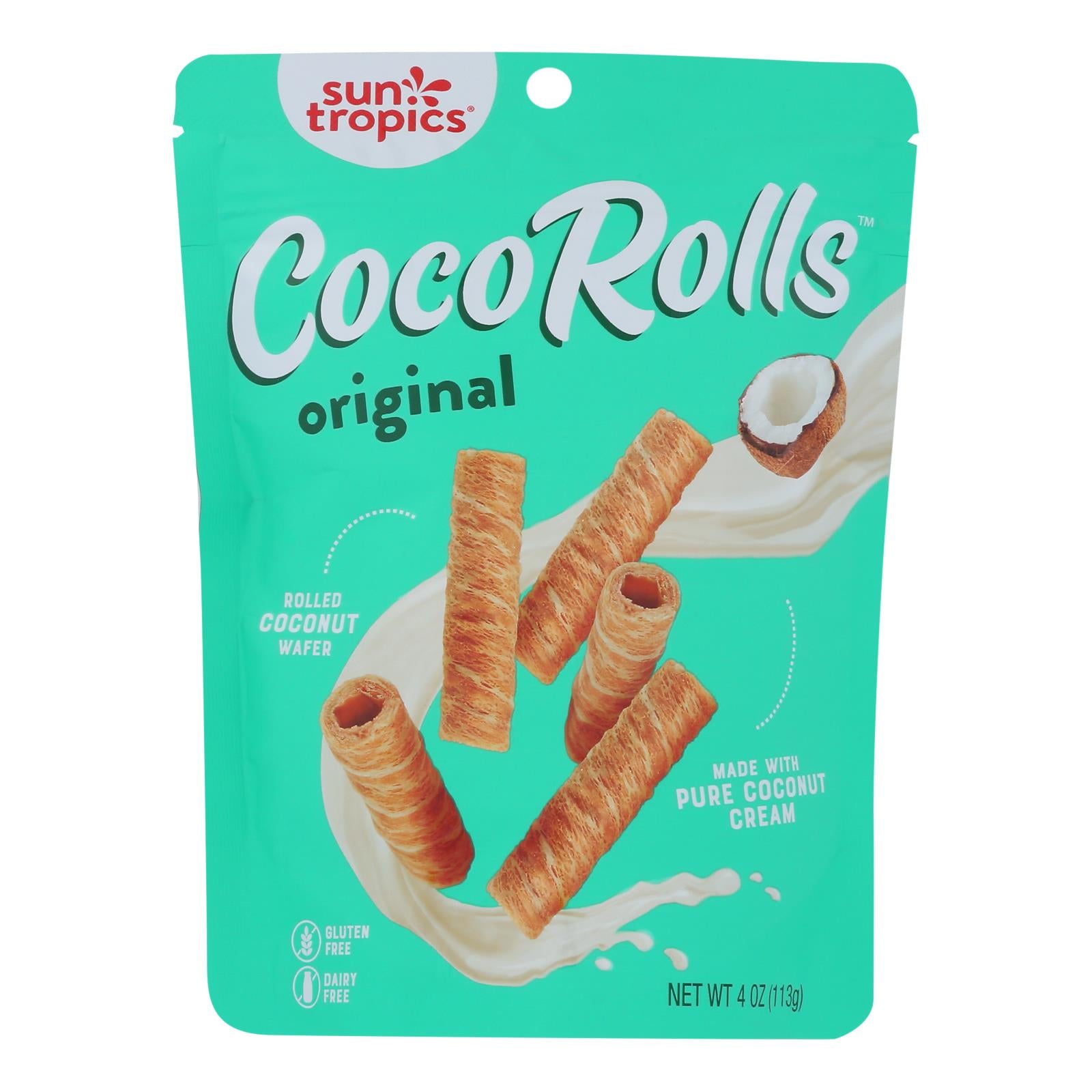 Sun Tropics Coco Rolls Original, Rolled Coconut Wafer  - Case Of 12 - 4 Oz - GreatEagleInc