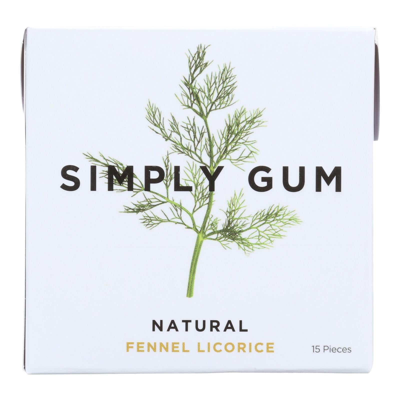 Simply Gum All Natural Gum - Fennel Licorice - Case Of 12 - 15 Count - GreatEagleInc